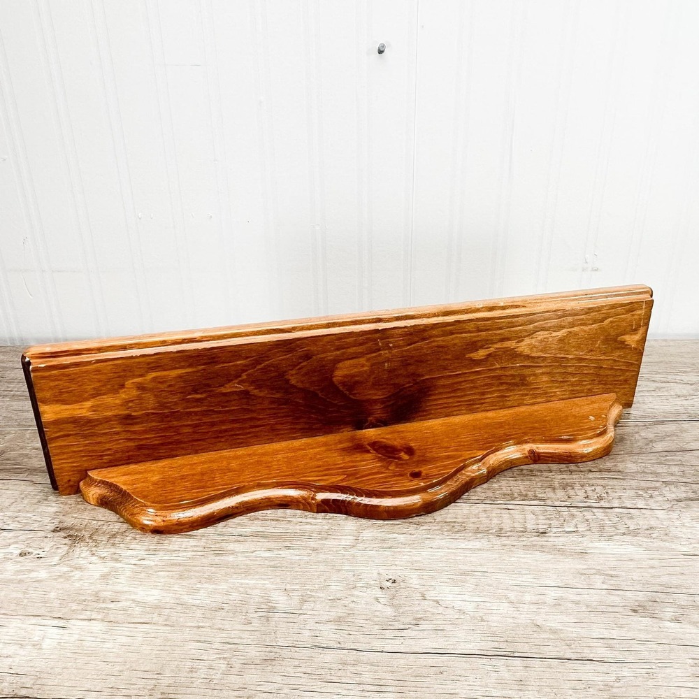 Mid-Century Modern Wood Curio Shelf - Small Vintage Trinket Display